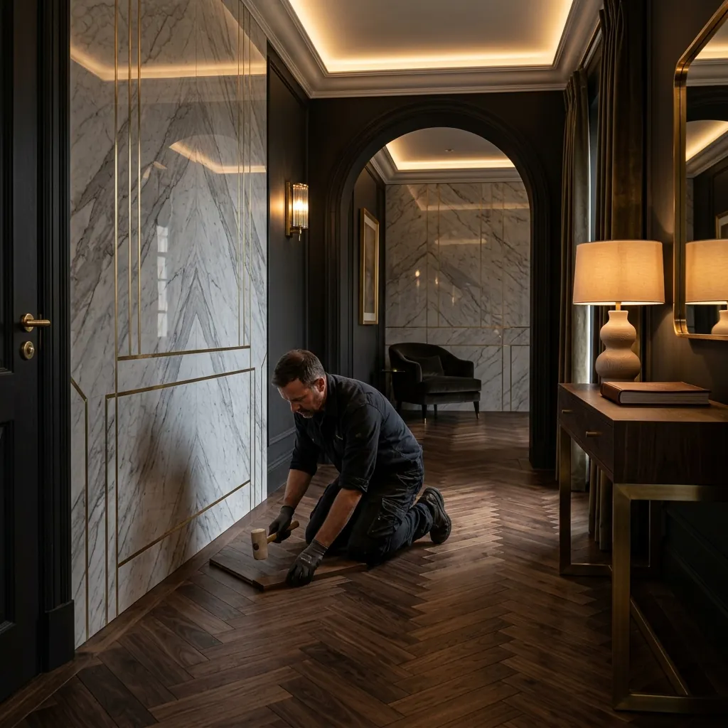 Pose de parquet point de Hongrie et carrelage marbre à Paris et en Île-de-France - ARTDEA